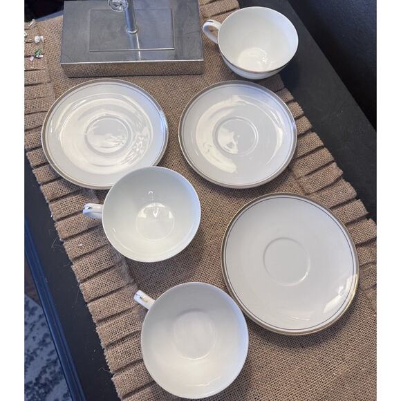 3 Royalton China & Co. Ivory Translucent Gold Porcelain 5-1/2" Cup & Saucer Sets - Picture 4 of 7